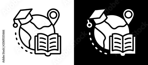 Photos Distance Learning Icon Set In Black And White Filled Style Collection