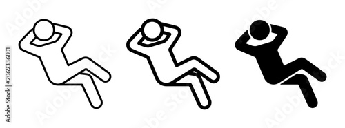 Photos Relaxation Icons, Person Lounging Vector Set, Leisure and Rest Symbol Collection
