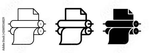 Printing Press Icons, Offset Lithography Machine Symbols, Industrial Printing Technology Graphics