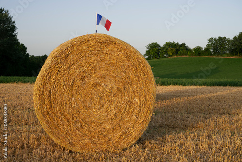 Boule de foin dans un champ en France