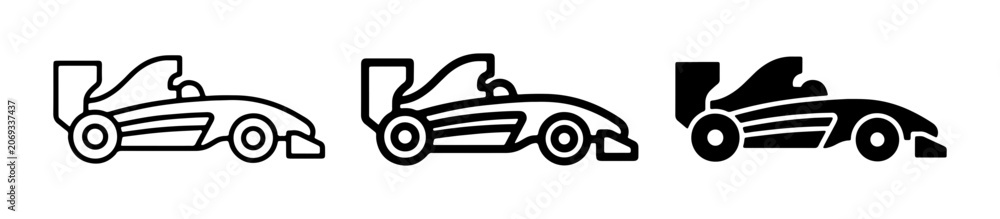 Naklejka premium Formula 1 Race Car Icons, Speeding Vehicle Graphics, Motorsport Vector Symbols, Racing Sport Design Elements