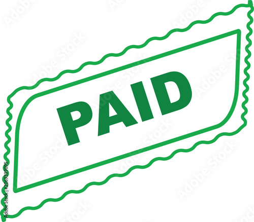 Green Paid Stamp Illustration, Vector Icon