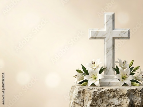 Luxury Marble Cross Easter Church Banner