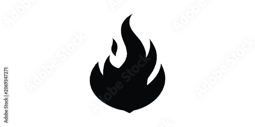 Fotografía Simple black blazing fire flame silhouette icon graphic element for heat and danger themes vector illustration
