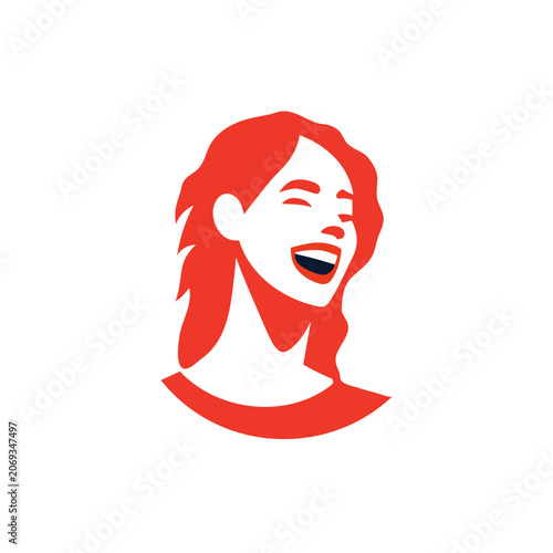 Joyful Woman Laughing Vector Portrait