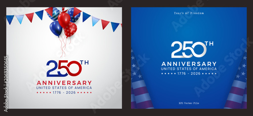 USA 250th Anniversary Independence Day Celebration Vector Design Banner