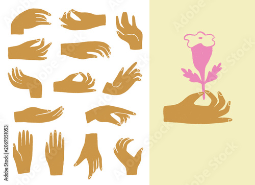 Set of human hand vector illustrations