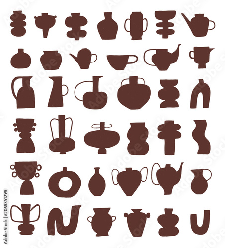 Set of ceramic vessel vector illustrations