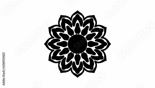 Black Floral Mandala Ornament Vector Illustration