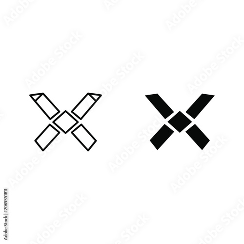 Two stylized x symbols, one in white and the other in black, representing a simple