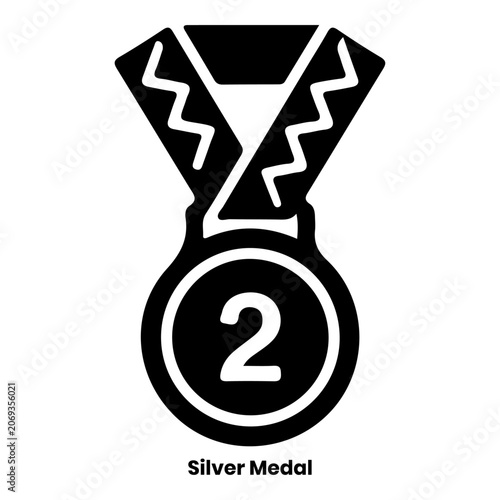 Silver medal with lightning bolt ribbon