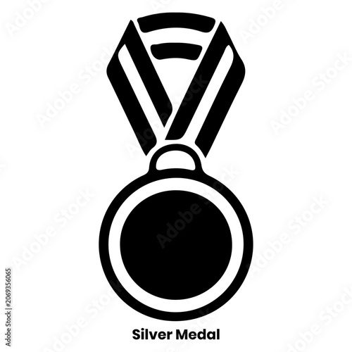 Silver medal with ribbon award icon