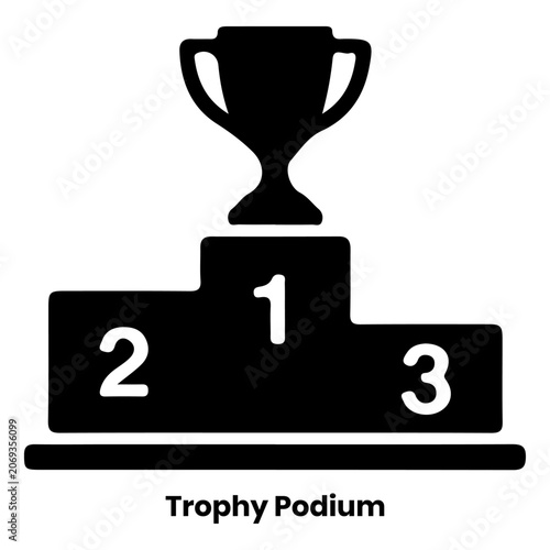 Trophy podium with first, second, third place
