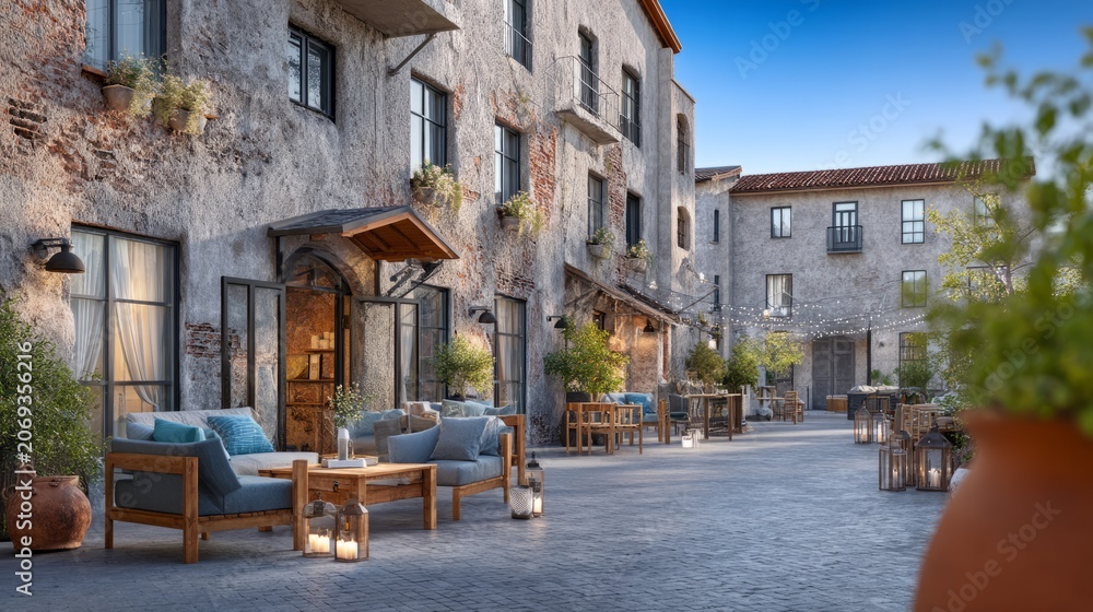Fototapeta premium Historic Residential Project Showcasing Beautiful Outdoor Conservation Space
