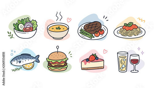 Variety of Food and Drinks.
