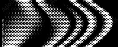 Foto Abstract Black and White Halftone Wave Pattern Background