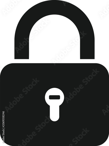 Black padlock icon with white keyhole on white background