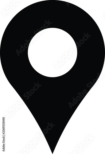 Black location pin icon isolated on white background gps point marker for maps and navigation