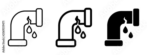 Photos Leaking Pipe Icons, Plumbing Problem Symbols, Water Dripping Vector Graphics, Re