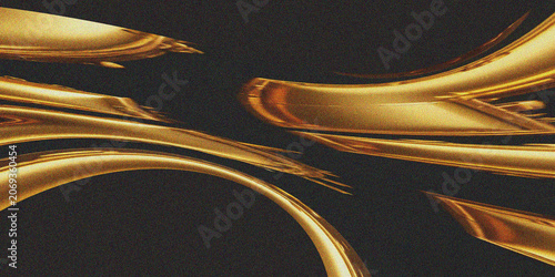 Abstract Metallic Liquid Gold Waves with Grainy Texture on Dark Background