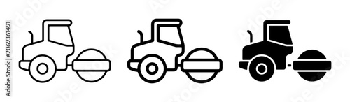 Fotografie Road Roller Icons, Compactor Machine Vector Graphics, Construction Equipment Sym