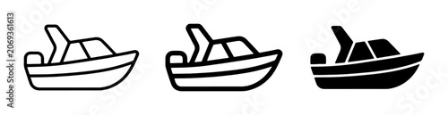 Fotografija Motorboat Icons Set, Speedboat Vector Graphics, Nautical Vessel Illustrations