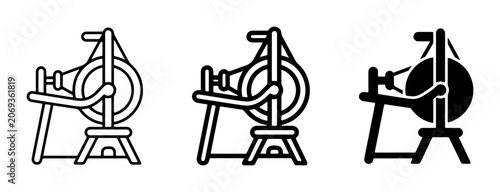 Cuadro en lienzo Spinning Wheel Vector Icons, Traditional Craft Machine, Textile Industry Symbol,