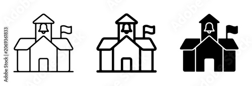 Foto School Building Icons, Education Architecture Vector Graphics, Classic Schoolhou