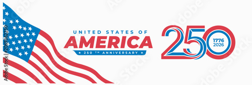 Obraz na płótnie USA 250th anniversary commemorative logo design with a waving American flag illu