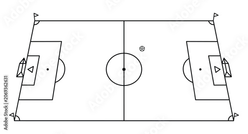 Cuadro en lienzo Soccer football field outline vector illustration