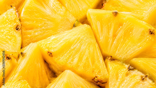 closeup background of pineapple slices