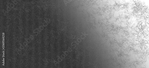 High-contrast gray grunge texture with dense crackle and fracture patterns. Snowflake-like clusters thin into delicate web-like cracks against a paler background on the right. 