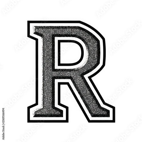 Large letter r in black and white
