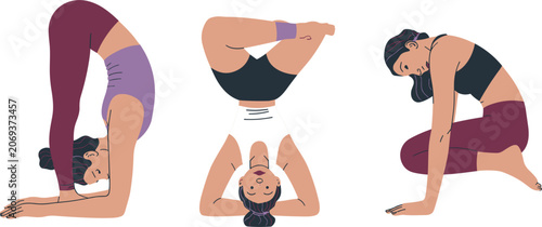 Fotografie Women practicing advanced yoga poses demonstrating flexibility balance and fitne