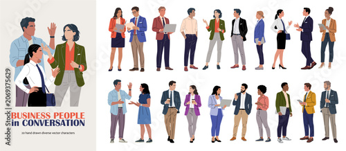 Konstfotografi Illustration depicts diverse business professionals conversing