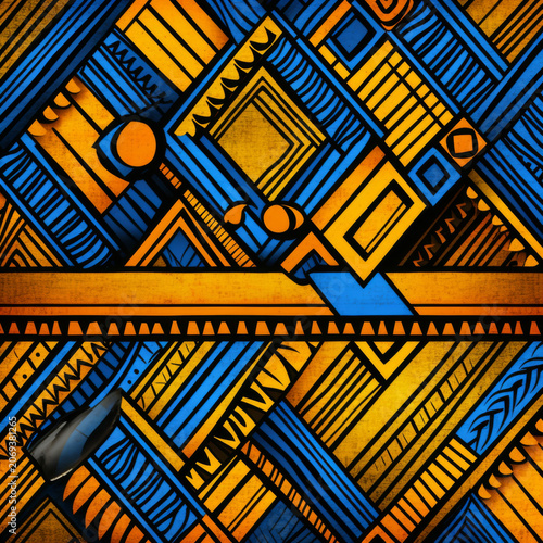Vibrant and intricate traditional African pattern showcasing cultural elements