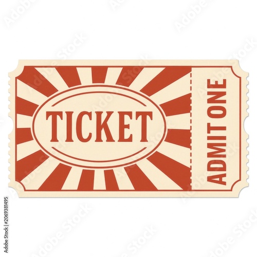 Retro circus ticket with vintage pattern in green and red stripes, suitable as background