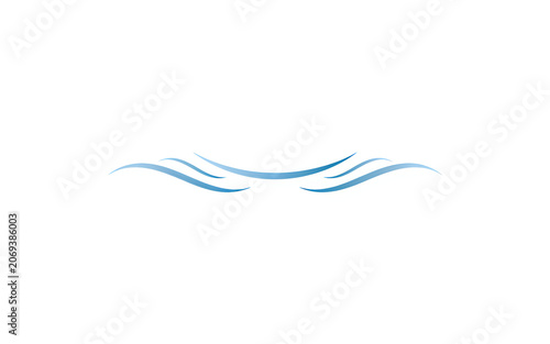 Abstract blue wave graphic elements flowing gracefully on a clean white background creating a sense of movement