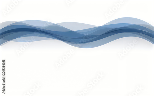 Abstract flowing blue wave layers creating a smooth gradient design element on a white background