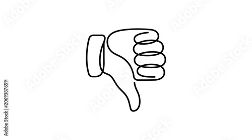 Thumbs Down Gesture Line Art Icon, Negative Feedback Symbol, Dislike Vector