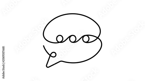 Minimalist Speech Bubble Icon - Continuous Line Art