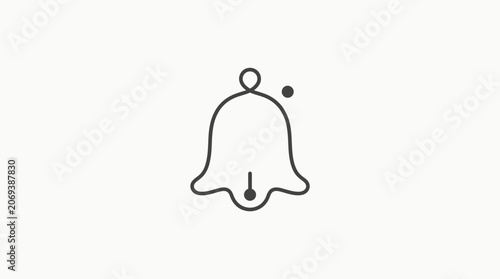 Notification Bell Icon with Sound Dots, Simple Line Art, Alert Symbol
