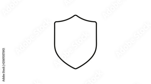 Simple Shield Icon, Security Symbol, Protection Emblem, Outline Vector Graphic