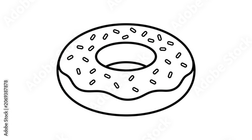 Simple Outline Donut with Sprinkles Vector Icon