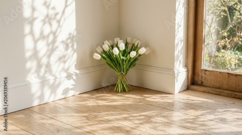 Minimal Interior With Fresh Tulips