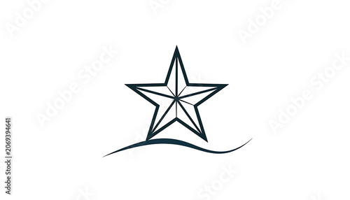 Isolated stylized star icon with a subtle wave element below, clean outline graphic on a white background