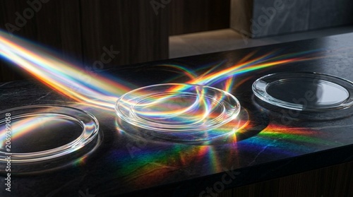 Elegant minimalist glass plates with dispersion light effect moving