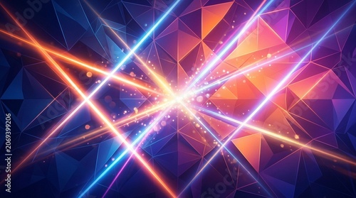 Gradient geometric background with blue vortex fold and bright core