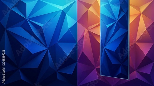 Gradient geometric background with layered violet forms and light