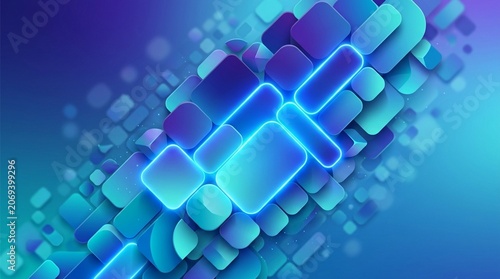 Gradient geometric background with neon corner flare and pink beam